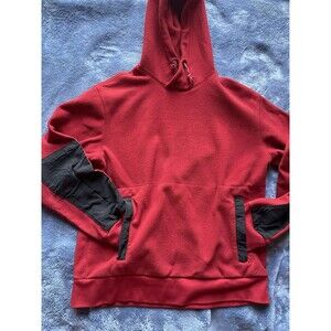 American Eagle Fleece Hoodie Size M  Red Half Zip Accented With Black Logo
